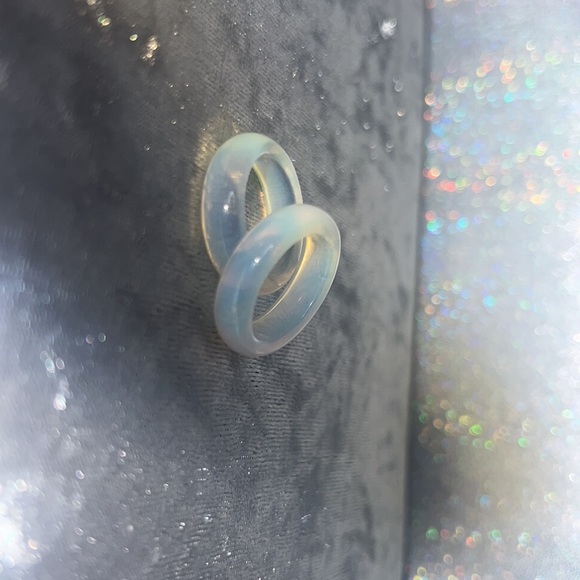 Opal ring bands opalite clear shiny milky healing crystal rock opalite ring band - Picture 10 of 17